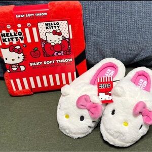Hello Kitty Cozy Gift Set – Silky Throw & Plush Slippers (Sz 9–10)
